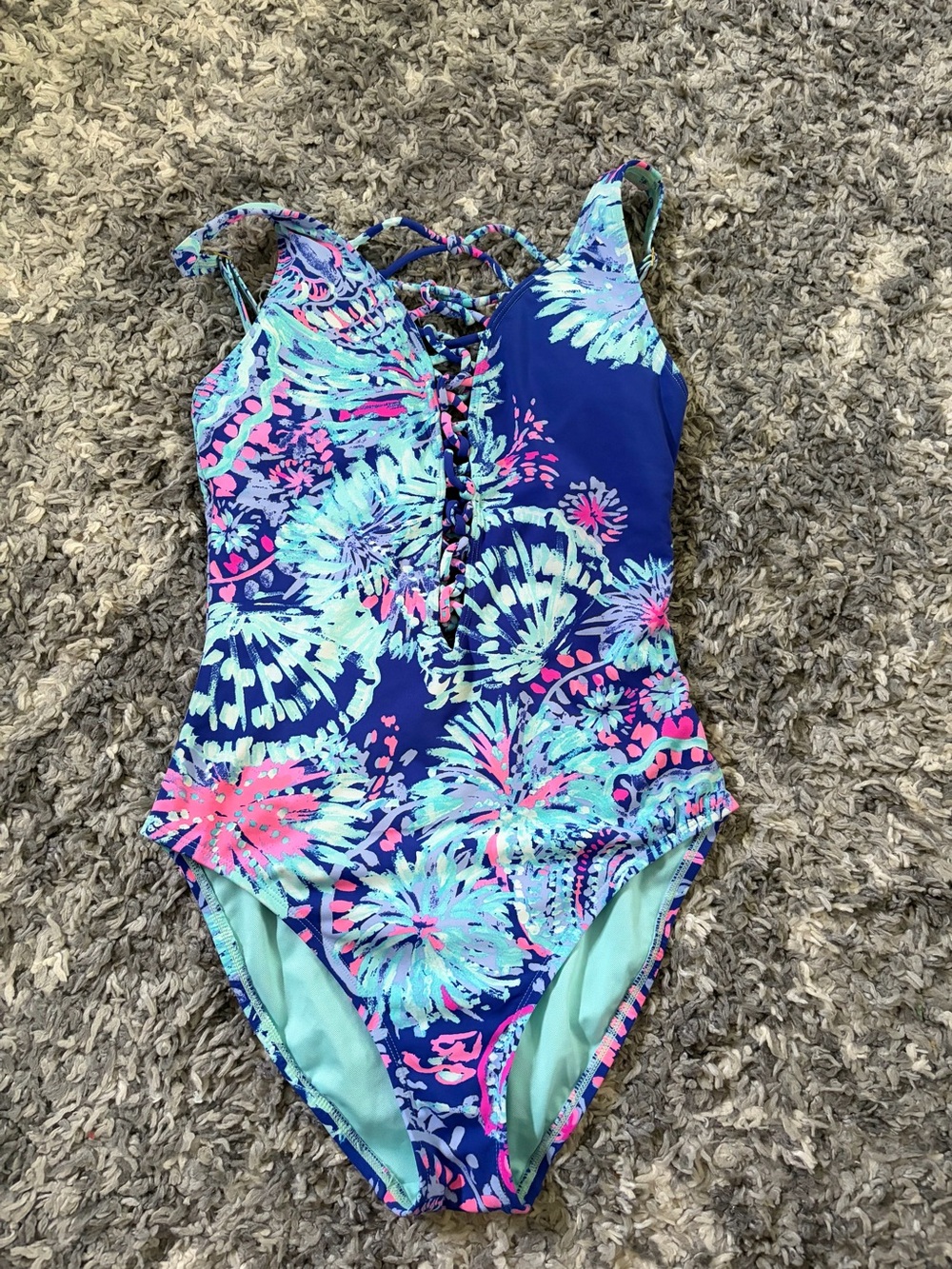 Lilly Pulitzer Multicolor Isle Lattice Swimsuit Sz 2 ( Cut tags)